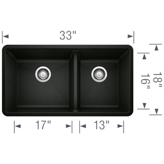 Precis SILGRANIT 33" 60/40 Double Bowl Undermount Kitchen Sink