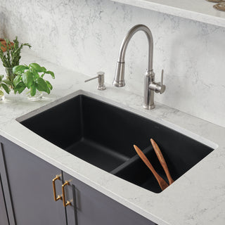Performa SILGRANIT 33" 60/40 Double Bowl Undermount Kitchen Sink with Low Divide