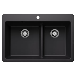 Liven SILGRANIT 33" 60/40 Double Bowl Dual Mount Kitchen Sink with Low Divide