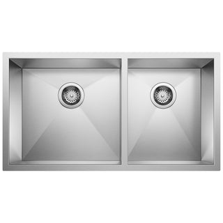 Radius R10 33" 60/40 Double Bowl Undermount Stainless Steel Kitchen Sink