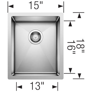 Radius R10 15" Undermount Stainless Steel Bar Sink