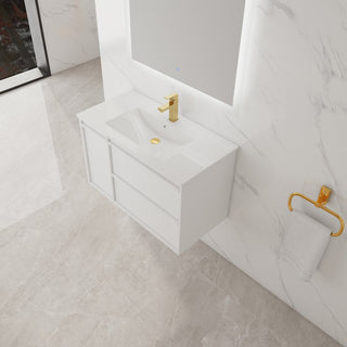 Boston 36" x 18" Wall-Hung Vanity with Top and Integrated Bowl