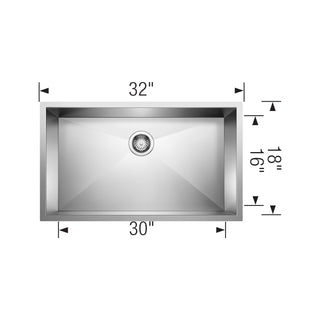 Blanco Precision R0 32" Super Single Bowl Undermount Stainless Steel Kitchen Sink
