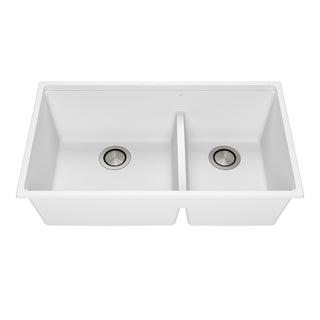 Bacia Granistone 33" 70/30 Double Bowl Undermount Kitchen Sink with Low Divide