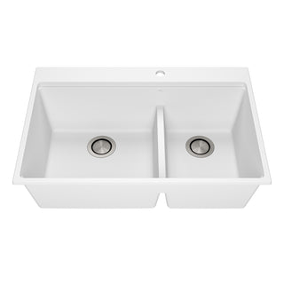 Bacia Granistone 33" 70/30 Double Bowl Drop-in Kitchen Sink with Low Divide
