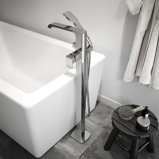 Sobrio Floormount Tub Filler with Handshower (Valve Not Included) - 7.5 GPM