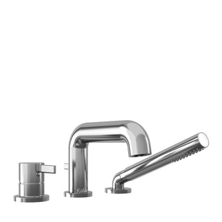 Basico 3-piece Deckmount Tub Filler with Handshower - 5.7 GPM