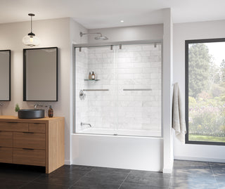 Uptown 56" to 59" x 58" Bypass Tub Door - 8mm Clear Glass