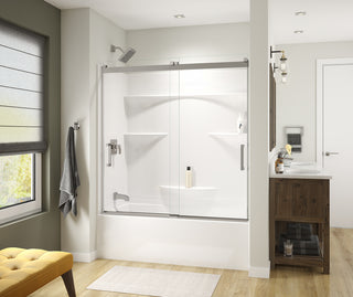 Revelation Square 56" to 59 x 56-3/4" to 59-1/4" Bypass Tub Door - 6mm Clear Glass