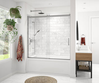 Revelation Round 56" to 59" x 56-3/4" to 59-1/4" Bypass Tub Door - 6mm Clear Glass