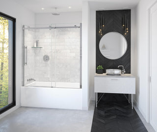 Vela 56-1/2" to 59" x 59" 8mm Sliding Tub Door for Alcove Installation with Clear Glass