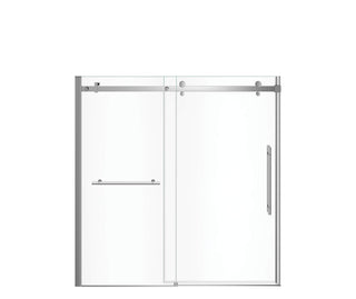 Vela 56-1/2" to 59" x 59" 8mm Sliding Tub Door with Towel Bar for Alcove Installation with Clear Glass