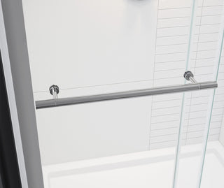 Vela 56-1/2" to 59" x 59" 8mm Sliding Tub Door with Towel Bar for Alcove Installation with Clear Glass