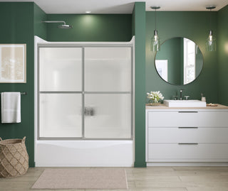 Polar 54" to 59-1/2" x 57" Bypass Tub Door - 4mm Raindrop Glass