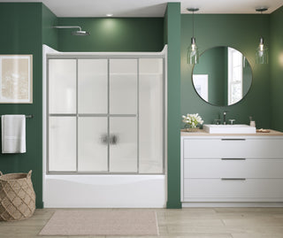 Polar 54" to 59-1/2" x 57" Bypass Tub Door - 4mm Raindrop Glass