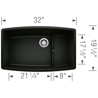 Performa Cascade SILGRANIT 32" Single Bowl Undermount Kitchen Sink with Colander