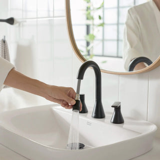 Aspirations Widespread Two-Handle Pulldown Bathroom Faucet with Drain - 1.2GPM