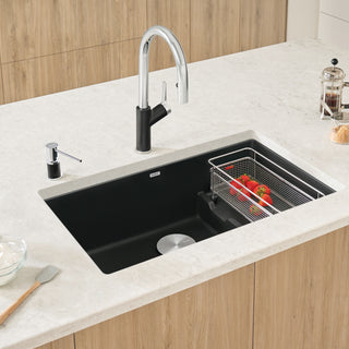 Precis Cascade SILGRANIT 29" Single Bowl Undermount Kitchen Sink with Colander