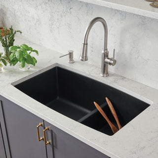 Performa SILGRANIT 33" 60/40 Double Bowl Undermount Kitchen Sink with Low Divide