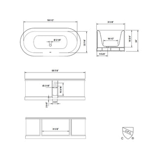 Buckingham 7032 Cast Iron Bathtub
