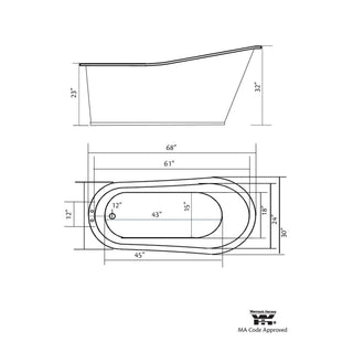 Dakota 68 x 38 Freestanding Cast Iron Bathtub
