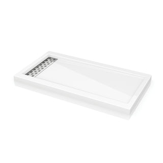 Quad 60" x 36" Acrylic Shower Base with Linear Side Drain