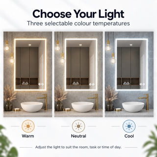 Fleurco Halo Plus MHAP1836 18" x 36" LED Bathroom Mirror with Defogger