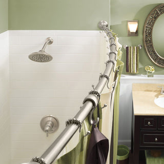 Curved Adjustable Shower Rod with Round Flanges