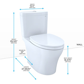 TOTO MS446124CEMGN Aqua IV Two-Piece Elongated Dual Flush 1.28|0.9 GPF Toilet With Seat
