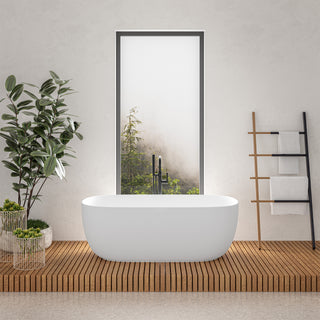 Side by Side 63" x 34" Freestanding Bathtub - End Drain